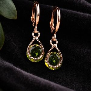 ✨ Emerald Green Earrings | Rose Gold Drop | Elegant Gold Teardrop [NEW] ✨